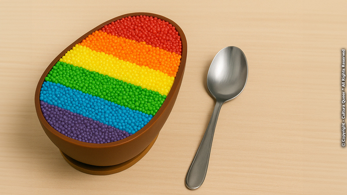 Ovo de Colher - Bandeira LGBTQIA+ em Confeitos
