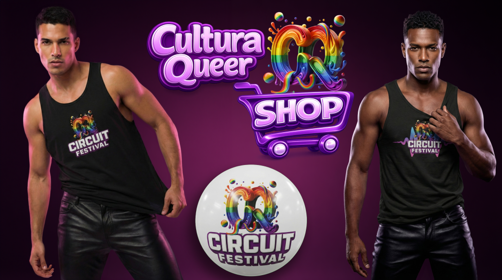 Cultura Queer Shop featuring CQ Circuit Festival official fashion collection inspired by AI-powered LGBTQIA+ digital festival