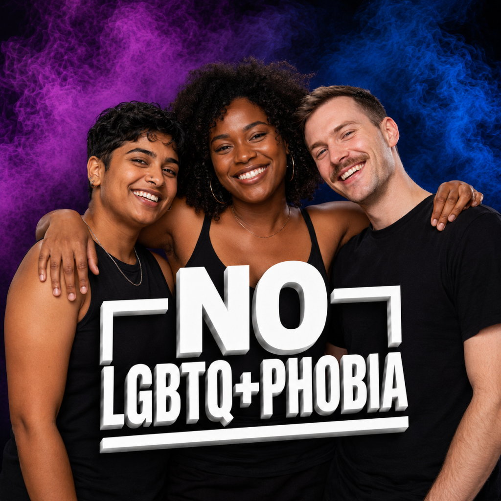 Queer friends in the No LGBTQ+phobia awareness campaign